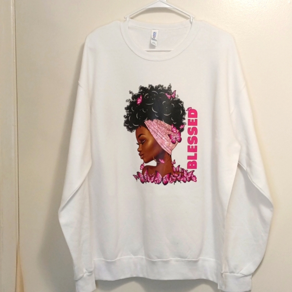 Jerzees Large White Graphic Sweatshirt